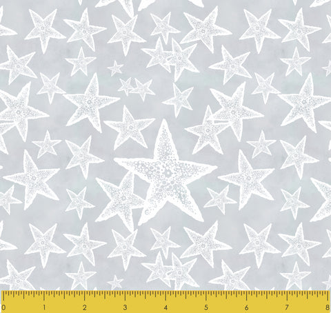 Stitch & Sparkle Surrender To The Sea-Sea Stars On Grey 100% Cotton Fabric 44" Wide, Quilt Crafts Cut by The Yard