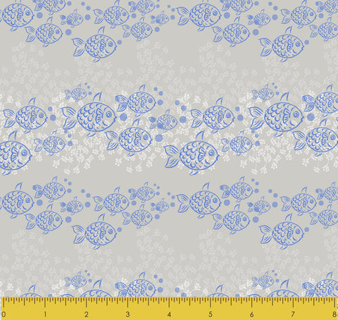 Stitch & Sparkle Surrender To The Sea-Fish Line 100% Cotton Fabric 44" Wide, Quilt Crafts Cut by The Yard
