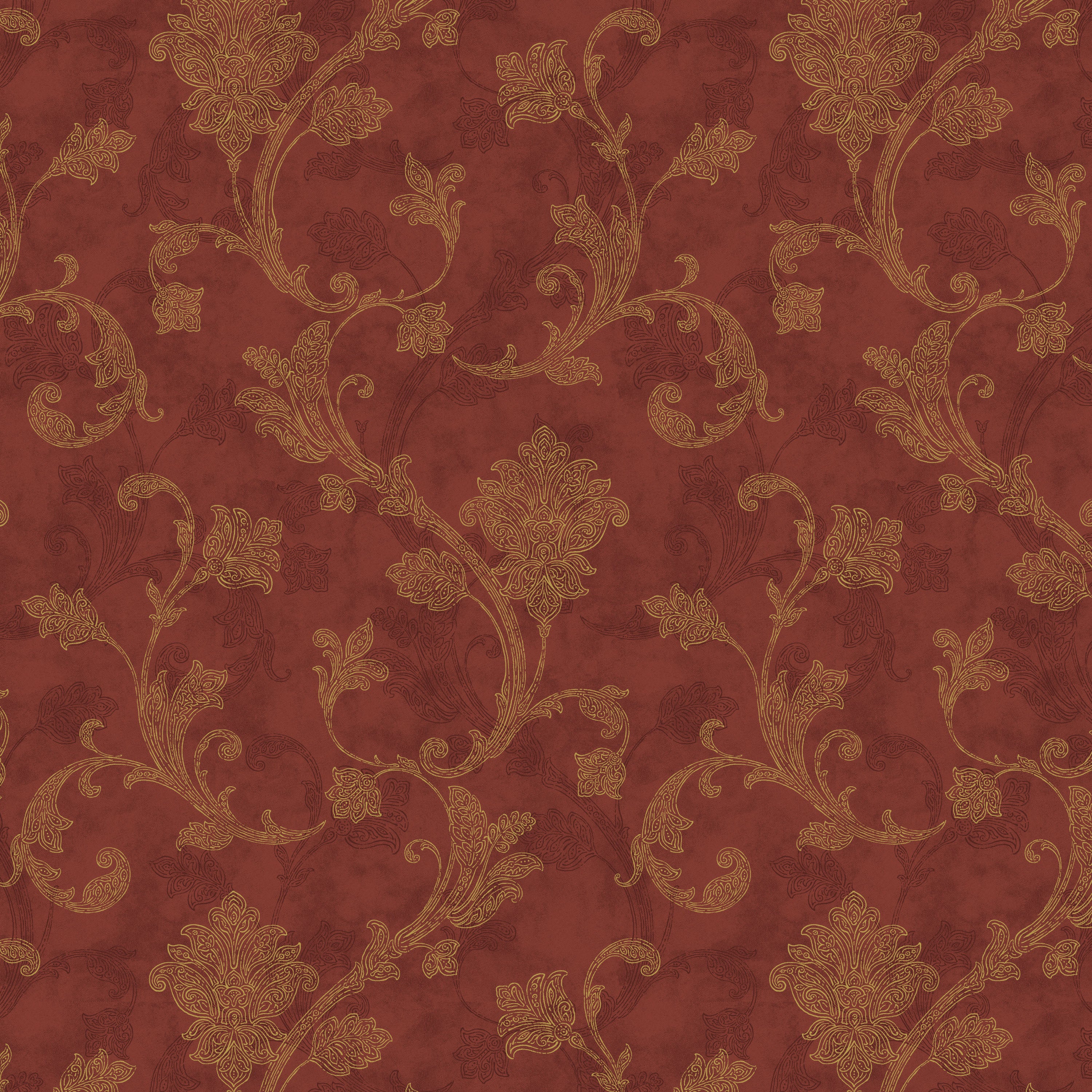 54'' Cotton Duck Canvas Jacobean Scroll Red