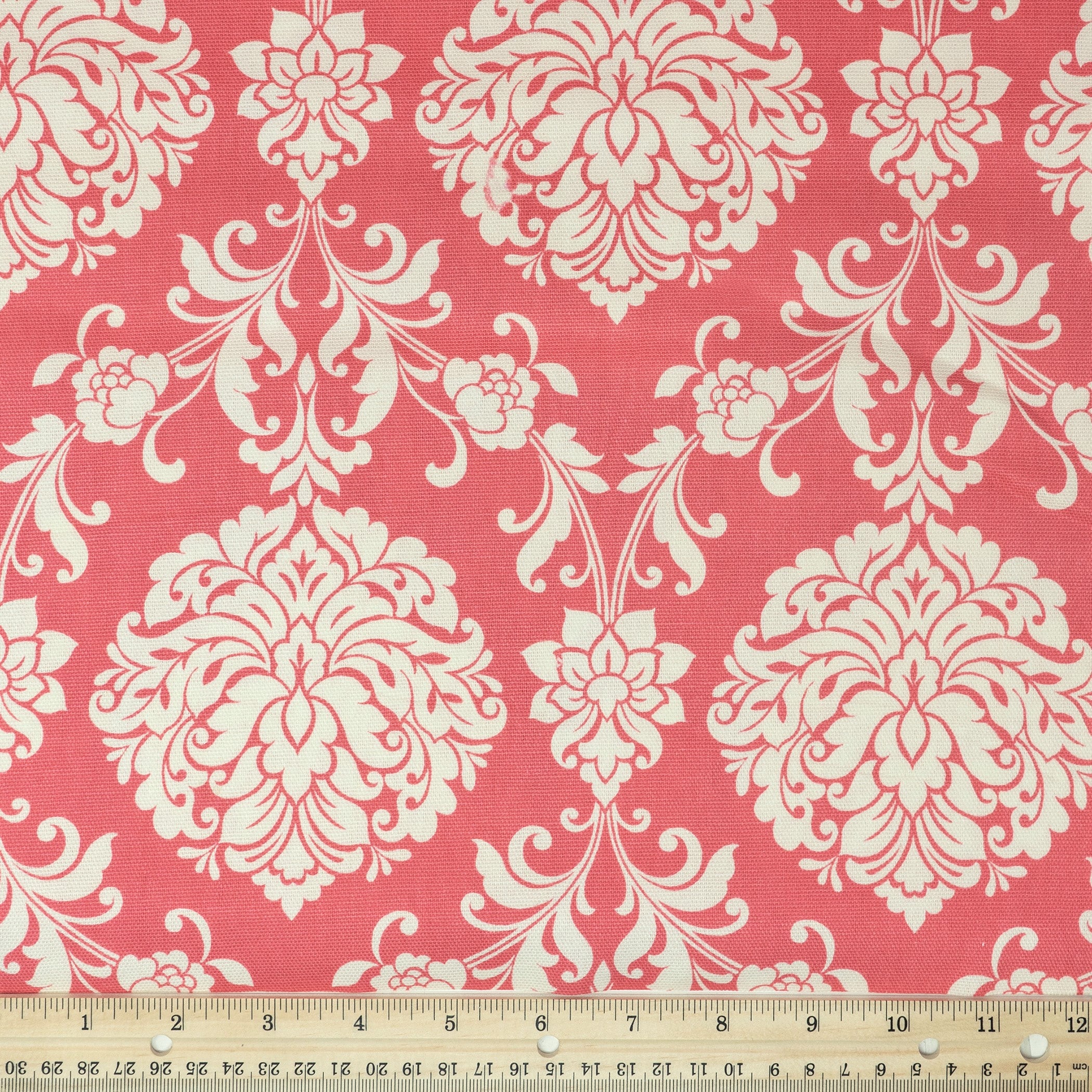 Waverly Inspirations 100% Cotton Duck 45" Width Small Damask Coral Color Sewing Fabric by the Yard