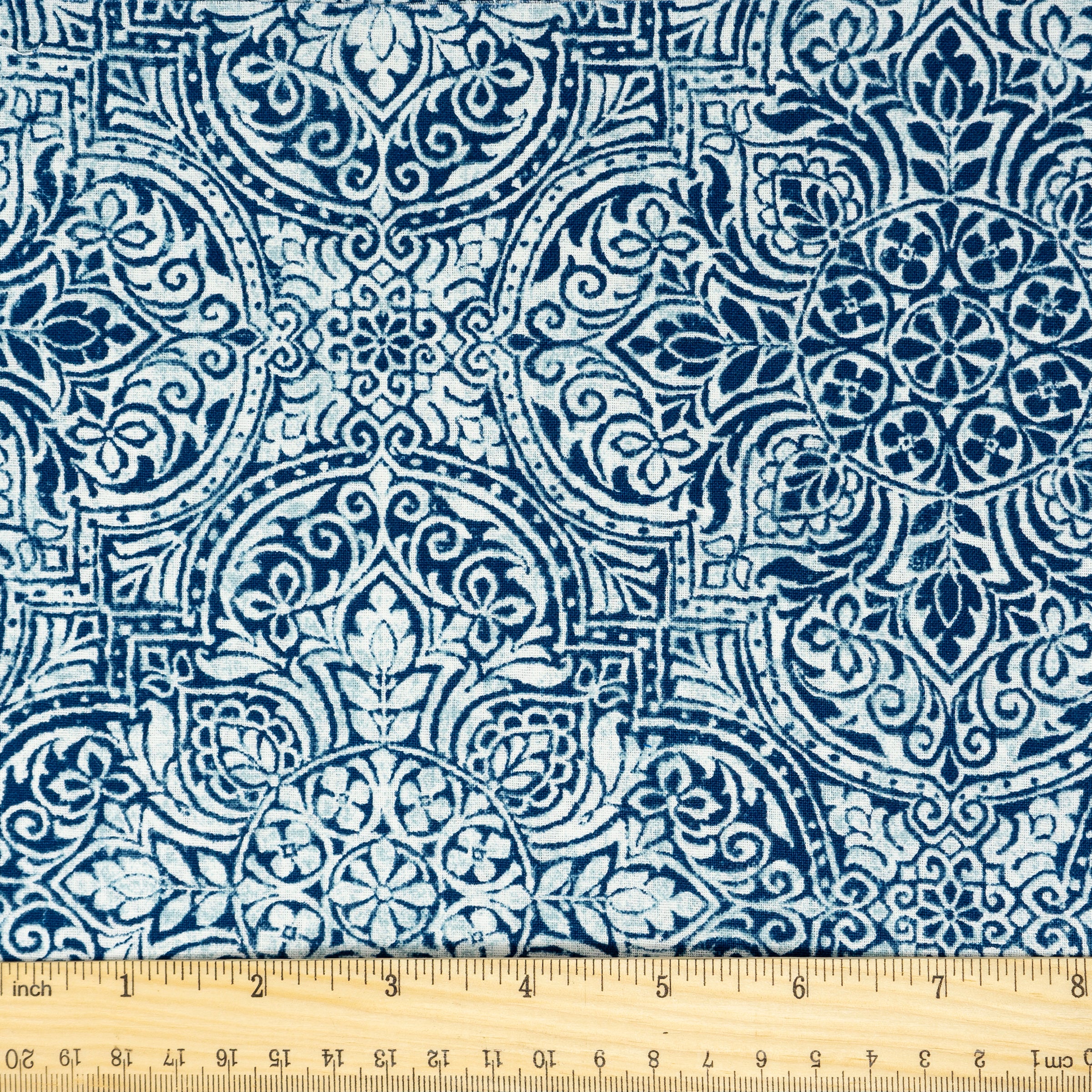 Waverly Inspirations 44" 100% Cotton Global Medallion Sewing & Craft Fabric By the Yard, Navy