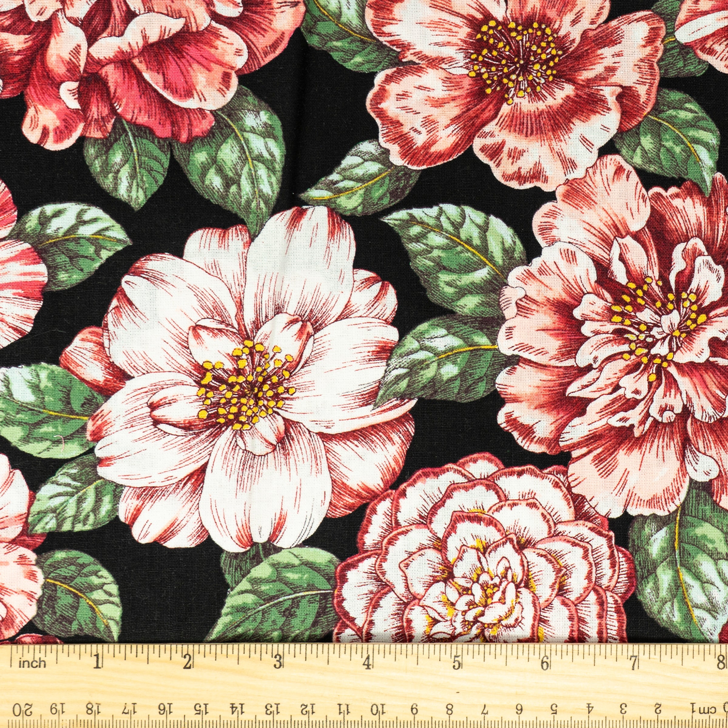 Waverly Inspirations 44" 100% Cotton Bridget Flower Sewing & Craft Fabric By the Yard, Black, Pink and Green