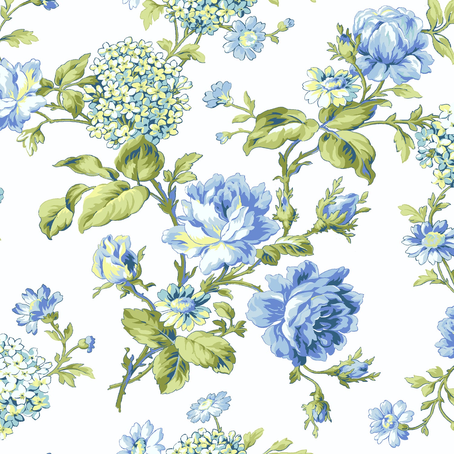 Waverly Inspirations Cotton 44" Hydran Provence Blue Color Sewing Fabric by the Yard