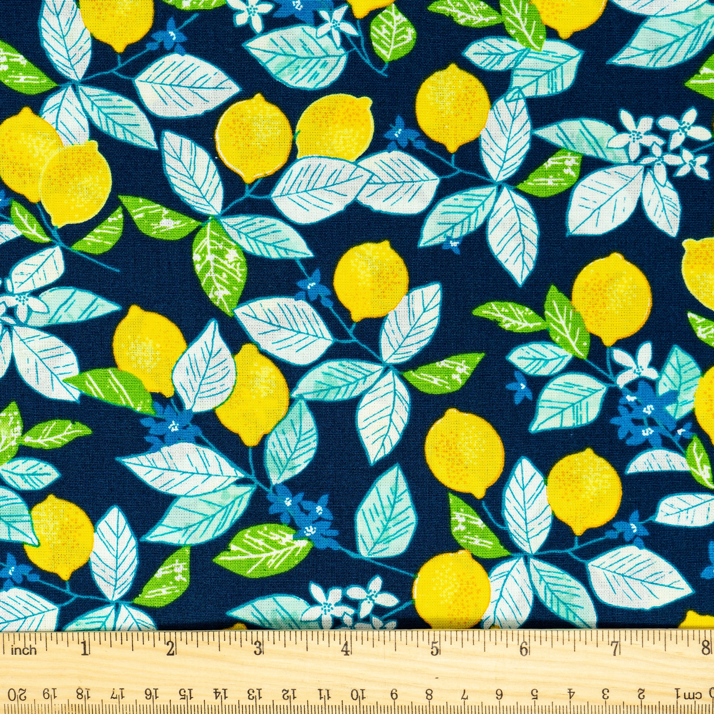 Waverly Inspirations 44" 100% Cotton Lemon Tree Sewing & Craft Fabric By the Yard, Blue, Yellow, Blue and Green