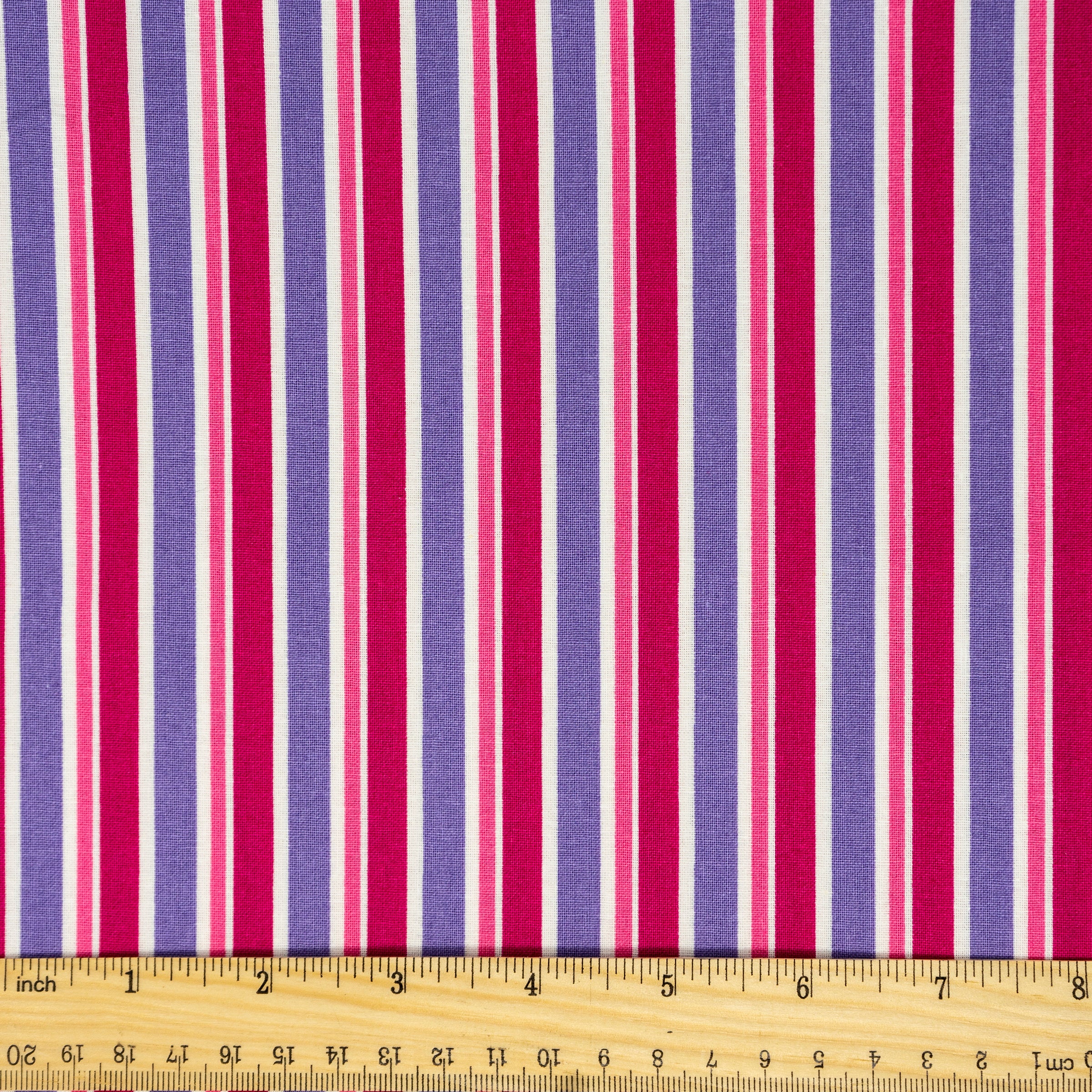 Waverly Inspirations 44" 100% Cotton Sailor Stripes Sewing & Craft Fabric By the Yard, White, Pink and Purple