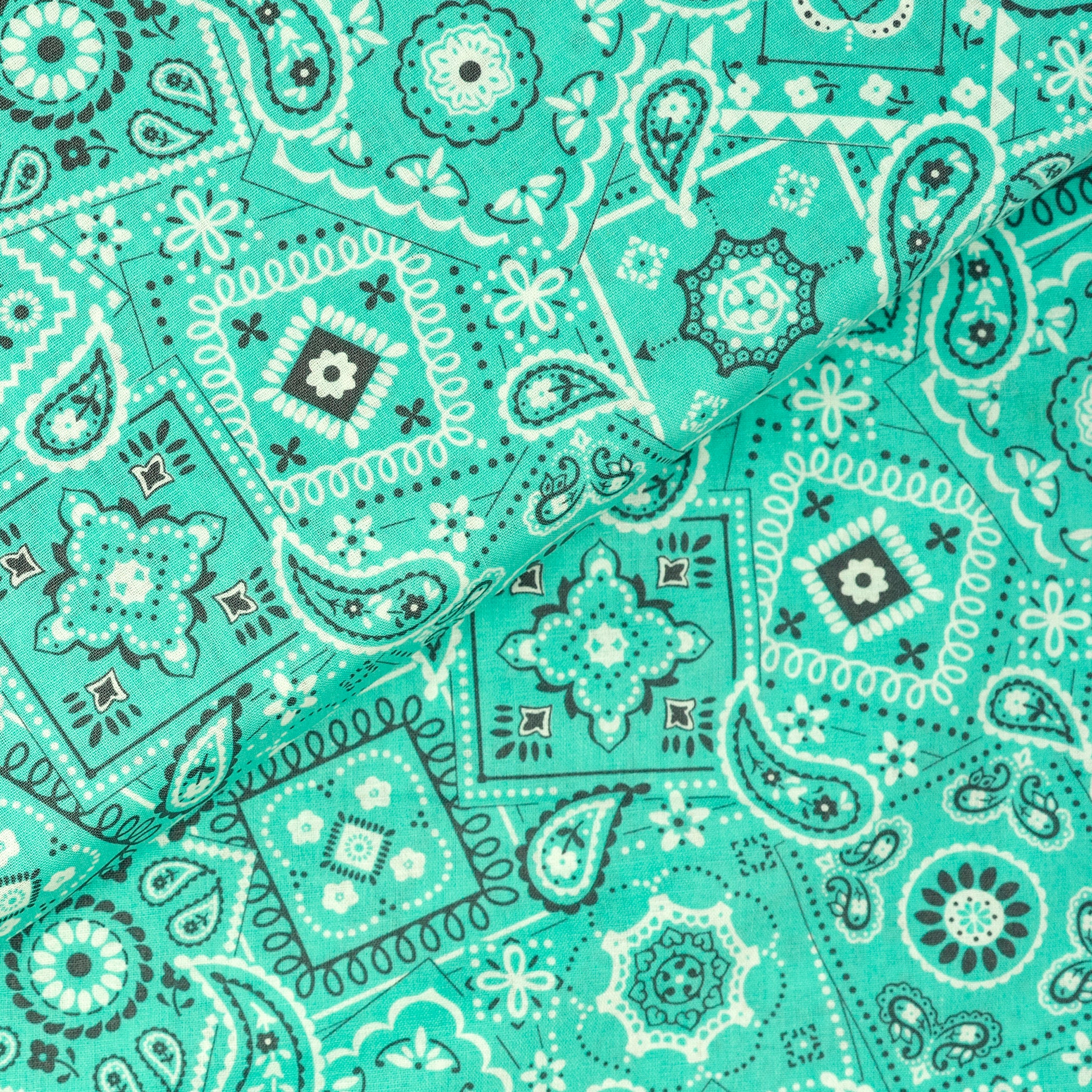 Waverly Inspirations Cotton 44" Bandana Aqua Grey Color Sewing Fabric by the Yard