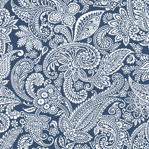 Waverly Inspirations Cotton Duck 54" Paisley Navy Color Sewing Fabric by the Yard