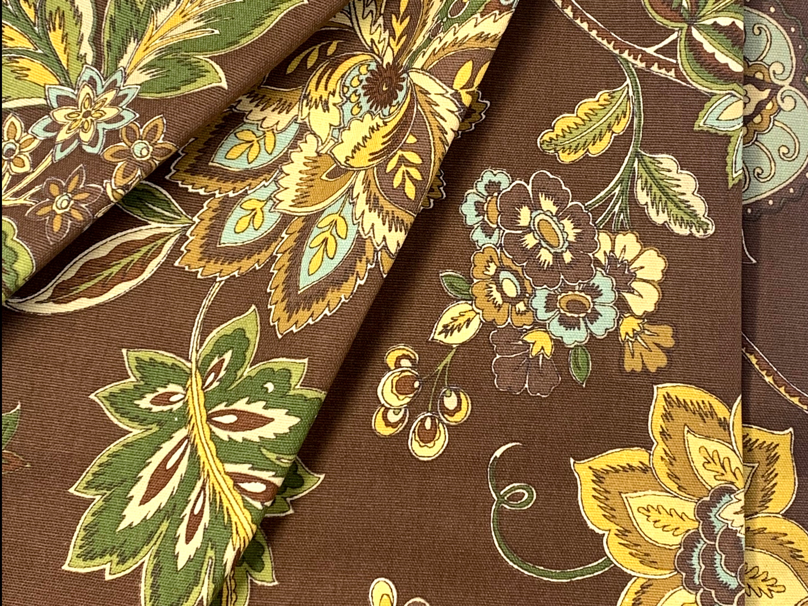 Waverly Inspirations 100% Cotton Duck 45" Width Dark Floral Cocoa Color Sewing Fabric by the Yard