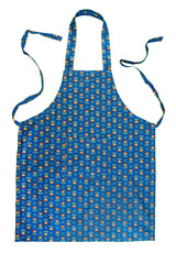 Stitch & Sparkle APRON with pocket, 100% Cotton, Modern Scandinavian, MS Sunflower Cobalt,  One Size Fix For All
