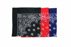Stitch & Sparkle Bandana 3-Pack 100% Cotton - Good Quality-Multi Purpose Bandana Gift Sets-Headband, Wrap, Protective Coverage 22" x 22", Black, Red, and Ink