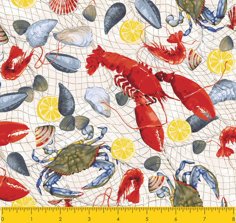 Paul Brent PB FRESH CATCH  100% Cotton Prints Fabric 44" Wide, Quilt Crafts Cut By The Yard