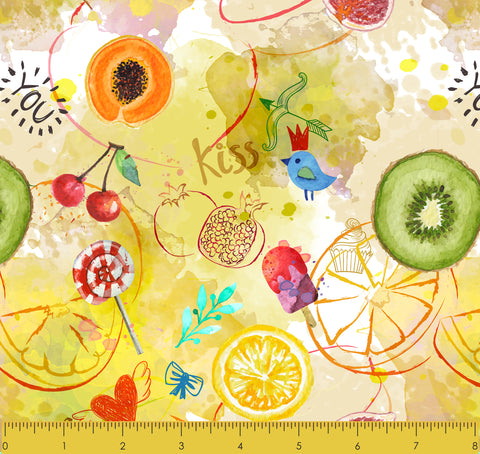 Stitch & Sparkle Fabrics, Fruity, Sweet Summer Cotton Fabrics,  Quilt, Crafts, Sewing, Cut By The Yard