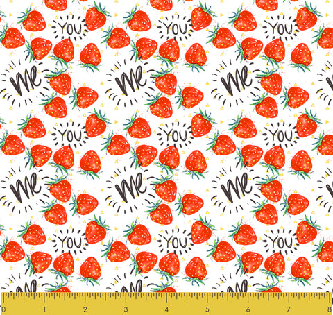 Stitch & Sparkle Fabrics, Fruity, We Love Strawberry  Cotton Fabrics,  Quilt, Crafts, Sewing, Cut By The Yard