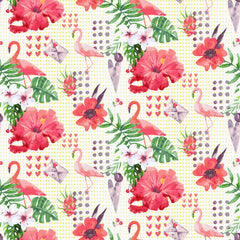 Stitch & Sparkle Fabrics, Tropical, Flamingo In The Garden Cotton Fabrics,  Quilt, Crafts, Sewing, Cut By The Yard