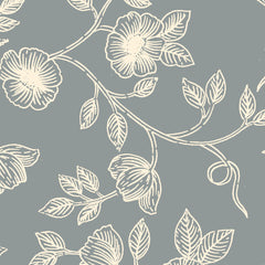 AVIARY-Print fabricSS AY Floral Stone Blue 100% Cotton