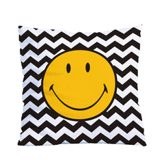 Stitch & Sparkle - Smiley 17" X 17" Happy face with black cheveron Duck Canvas Cushion Kit for DIY Throw Pillow Cover, Sofa Cushion Cover, Craft Kit Pillow (Smile face)