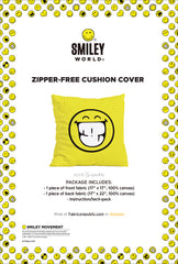 Stitch & Sparkle - Smiley 17" X 17" Smiley Yellow Duck Canvas Cushion Kit for DIY Throw Pillow Cover, Sofa Cushion Cover, Craft Kit Pillow (Laugh face)