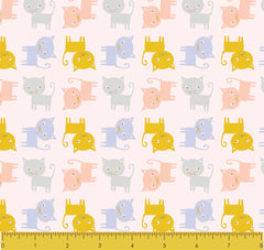 Stitch & Sparkle  Pink cats 100% Cotton Flannel Fabric 43" Wide, Quilt Crafts Cut By The Yard