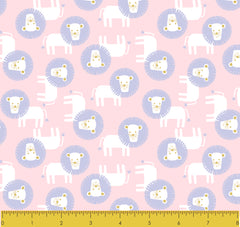 Stitch & Sparkle  Pink Baby lions 100% Cotton Flannel Fabric 43" Wide, Quilt Crafts Cut By The Yard
