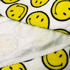 Stitch & Sparkle Smiley Minky Solf Fleece Happy Everyday Pattern, Blanket Fabric, Nursery Fabric, 60" Width, 300GSM