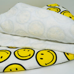 Stitch & Sparkle Smiley Minky Solf Fleece Happy Everyday Pattern, Blanket Fabric, Nursery Fabric, 60" Width, 300GSM