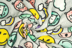 Stitch & Sparkle Smiley Minky Solf Fleece Smiley Party Pattern, Blanket Fabric, Nursery Fabric, 60" Width, 300GSM