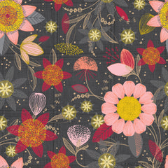 Stitch & Sparkle Mid-Centry-Patio Burst Coral Dark 100% Cotton Fabric 44" Wide, Quilt Crafts Cut by The Yard
