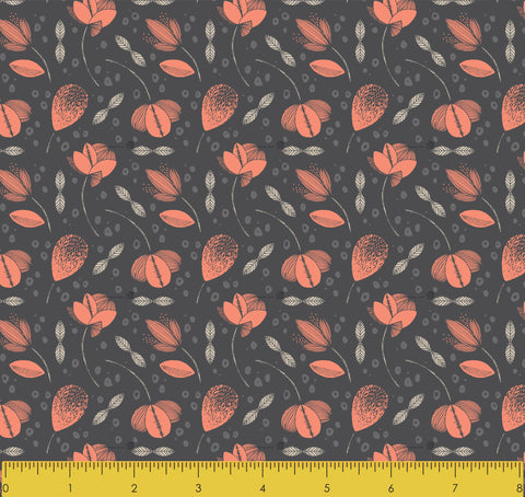 Stitch & Sparkle Mid-Centry-Bold Blooms Coral 100% Cotton Fabric 44" Wide, Quilt Crafts Cut by The Yard