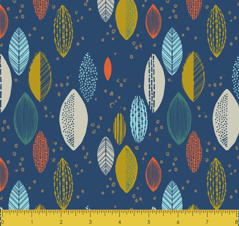 Stitch & Sparkle Mid-Centry-Leaf Bounce Pool 100% Cotton Fabric 44" Wide, Quilt Crafts Cut by The Yard