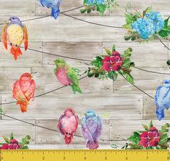 Stitch & Sparkle Melody Garden-Abloom Birds 100% Cotton Fabric 44" Wide, Quilt Crafts Cut by The Yard