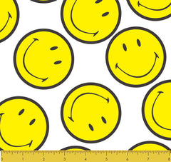 Stitch & Sparkle Smiley Minky Solf Fleece Happy Everyday Pattern, Blanket Fabric, Nursery Fabric, 60" Width, 300GSM