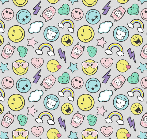 Stitch & Sparkle Smiley Minky Solf Fleece Smiley Party Pattern, Blanket Fabric, Nursery Fabric, 60" Width, 300GSM