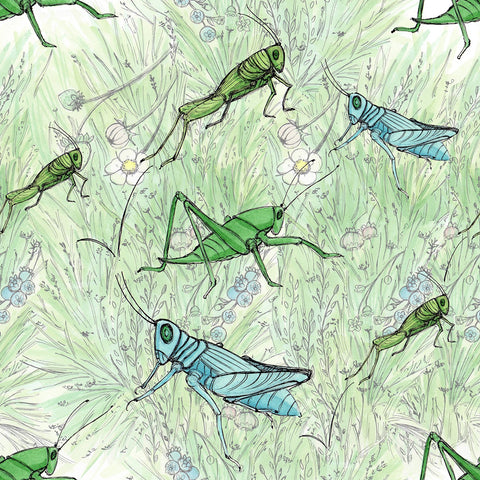 Stitch & Sparkle Maries Picnic-Grass Hopper 100% Cotton Fabric 44" Wide, Quilt Crafts Cut by The Yard