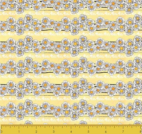Stitch & Sparkle Maries Picnic-Daisy Light Yellow 100% Cotton Fabric 44" Wide, Quilt Crafts Cut by The Yard