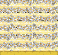 Stitch & Sparkle Maries Picnic-Daisy Light Yellow 100% Cotton Fabric 44" Wide, Quilt Crafts Cut by The Yard