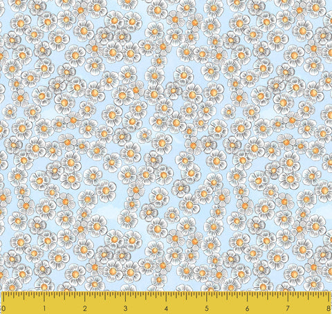 Stitch & Sparkle Maries Picnic-Daisy Light Blue 100% Cotton Fabric 44" Wide, Quilt Crafts Cut by The Yard