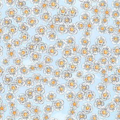 Stitch & Sparkle Maries Picnic-Daisy Light Blue 100% Cotton Fabric 44" Wide, Quilt Crafts Cut by The Yard