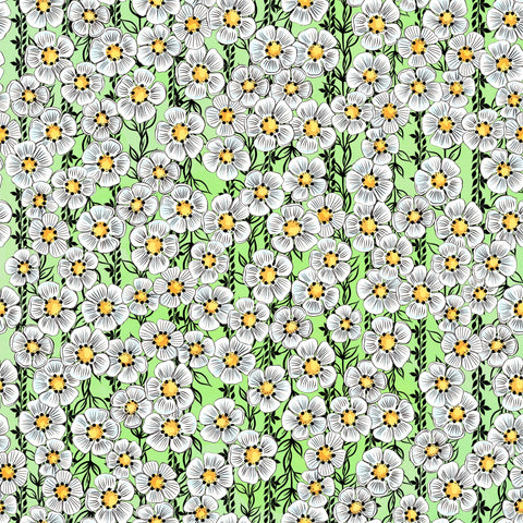 Stitch & Sparkle Maries Picnic-Daisy Light Green 100% Cotton Fabric 44" Wide, Quilt Crafts Cut by The Yard