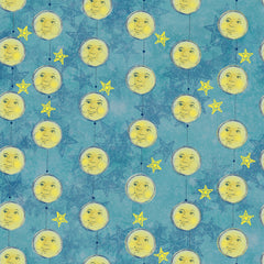 Stitch & Sparkle Twinkle Little Moon-Yellow Moon Face 100% Cotton Fabric 44" Wide, Quilt Crafts Cut by The Yard