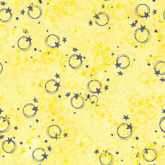Stitch & Sparkle Twinkle Little Moon-Circle Stars On Yellow 100% Cotton Fabric 44" Wide, Quilt Crafts Cut by The Yard