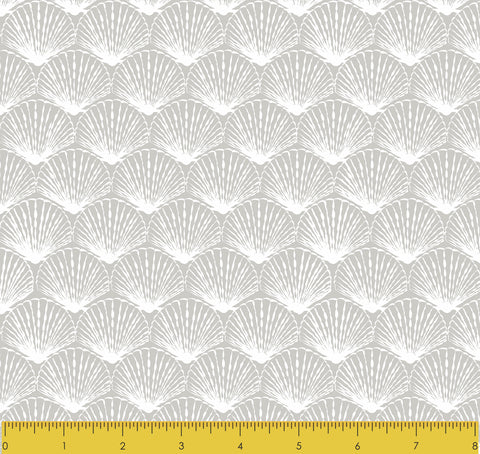 Stitch & Sparkle Surrender To The Sea-White Fan Shell 100% Cotton Fabric 44" Wide, Quilt Crafts Cut by The Yard