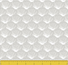 Stitch & Sparkle Surrender To The Sea-White Fan Shell 100% Cotton Fabric 44" Wide, Quilt Crafts Cut by The Yard