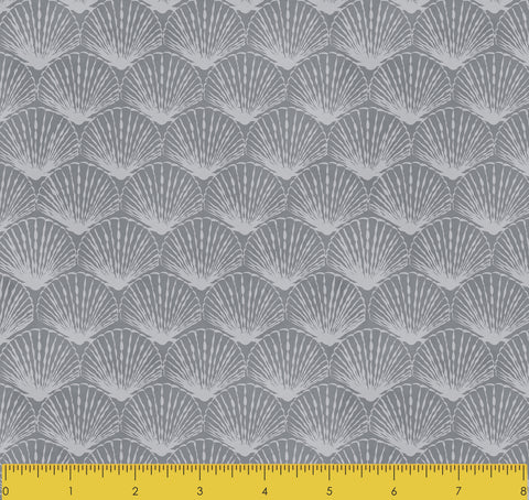 Stitch & Sparkle Surrender To The Sea-Grey Fan Shell 100% Cotton Fabric 44" Wide, Quilt Crafts Cut by The Yard