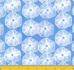 Stitch & Sparkle Surrender to the Sea-Round Coral On Blue 100% Cotton Fabric 44" Wide, Quilt Crafts Cut by The Yard