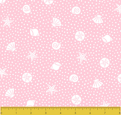 Stitch & Sparkle Fabrics, Under The Sea, Shell And Starfish Pink Cotton Fabrics,  Quilt, Crafts, Sewing, Cut By The Yard