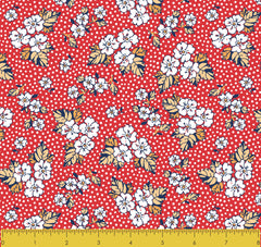 VINTAGE MIX & MATCH-SS VM Floral Dot Raspberry 100% Cotton