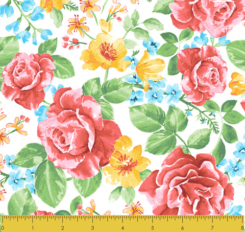 Stitch & Sparkle Fabrics, Watercolor Floral, Large Watercolor Flowers Cotton Fabrics,  Quilt, Crafts, Sewing, Cut By The Yard