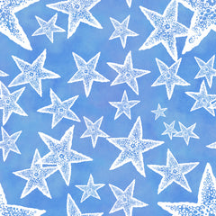 Stitch & Sparkle Surrender To The Sea-Sea Stars On Blue 100% Cotton Fabric 44" Wide, Quilt Crafts Cut by The Yard