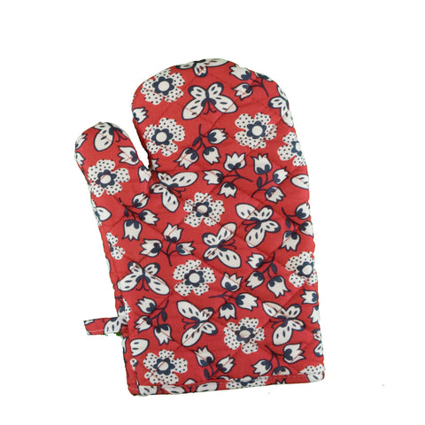 Stitch & Sparkle OVEN MITT 1 Piece Pack, Heat Resistant, 100% Cotton, Vintage, Butterfly Raspberry