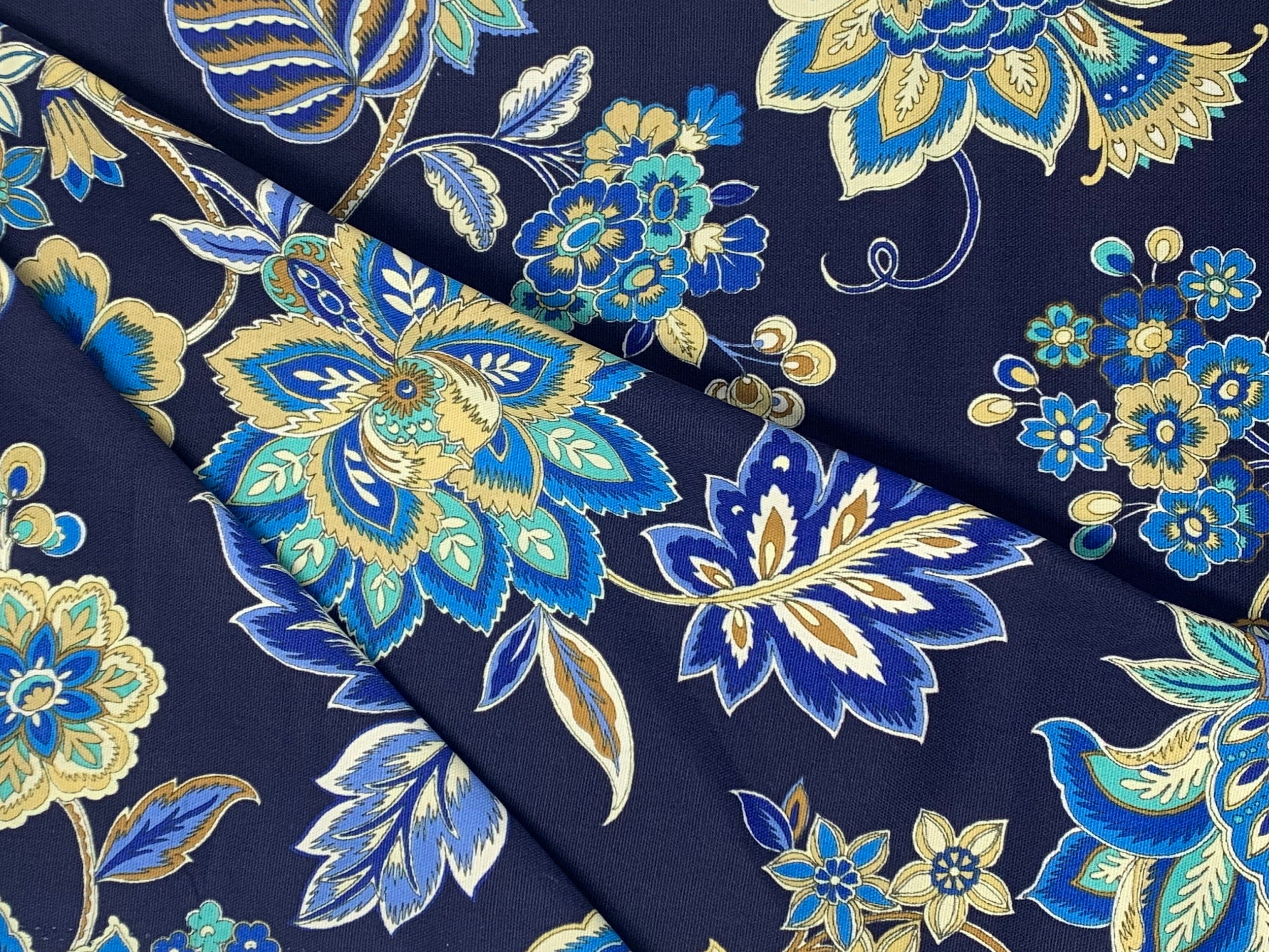 Waverly Inspirations 100% Cotton Duck 45" Width Floral Blue Color Sewing Fabric by the Yard